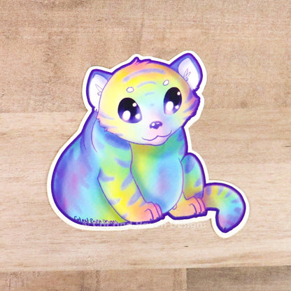 Chunky Rainbow Tiger matte vinyl sticker