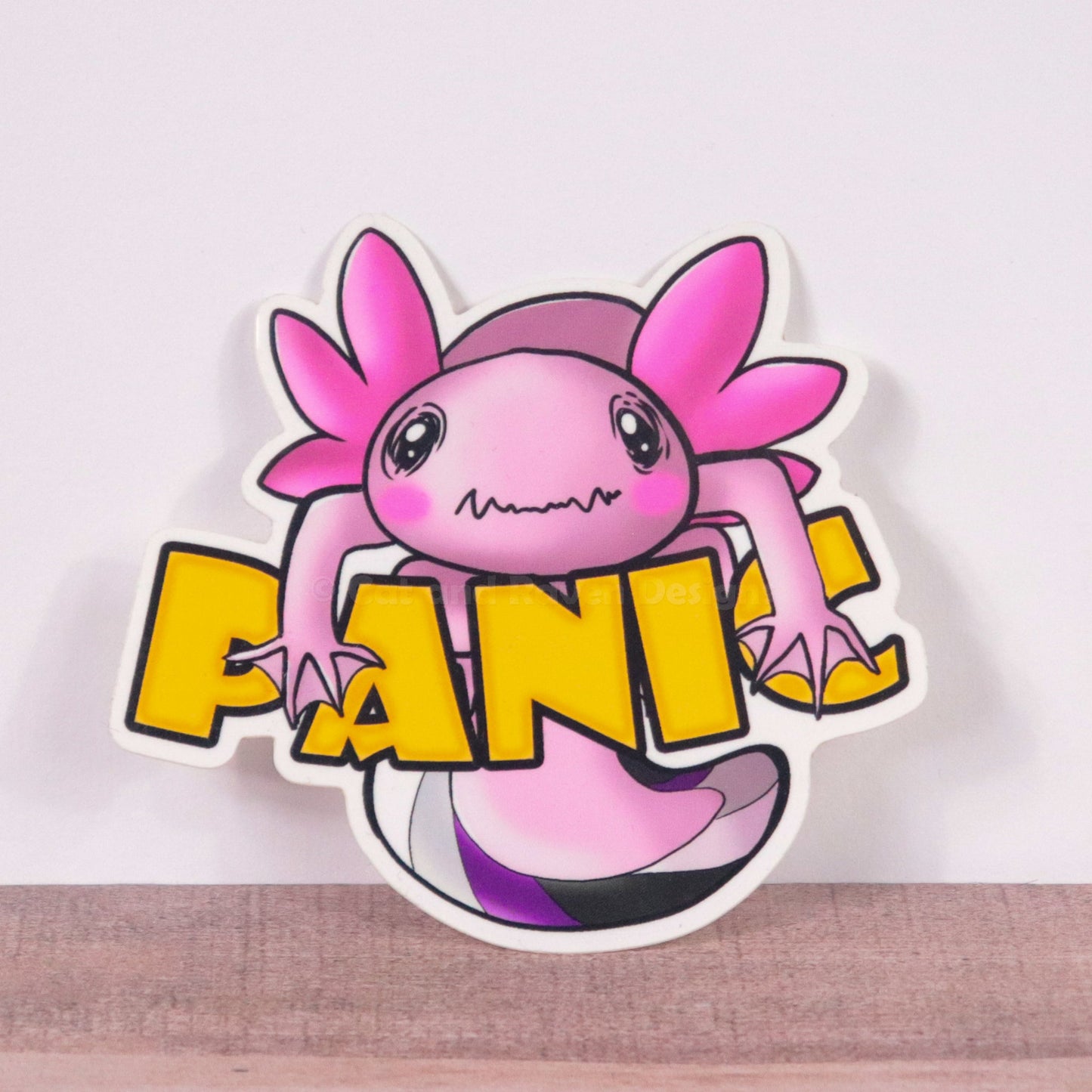 Panic Axolotl vinyl sticker