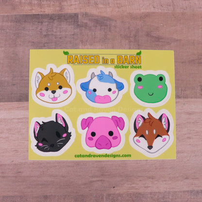 Raised in a Barn chibi farm animal sticker sheet