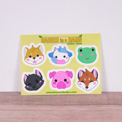 Raised in a Barn chibi farm animal sticker sheet