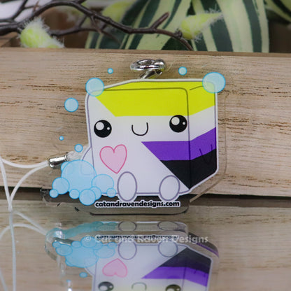 Soapy Buddy LGBTQ+ Pride Flag acrylic keychain charm