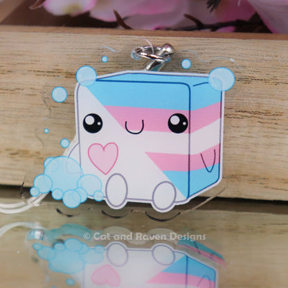 Soapy Buddy LGBTQ+ Pride Flag acrylic keychain charm