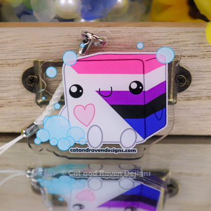 Soapy Buddy LGBTQ+ Pride Flag acrylic keychain charm