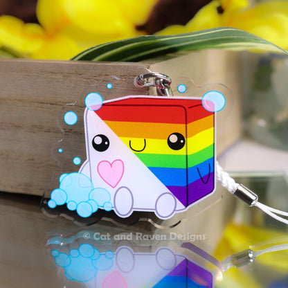 Soapy Buddy LGBTQ+ Pride Flag acrylic keychain charm