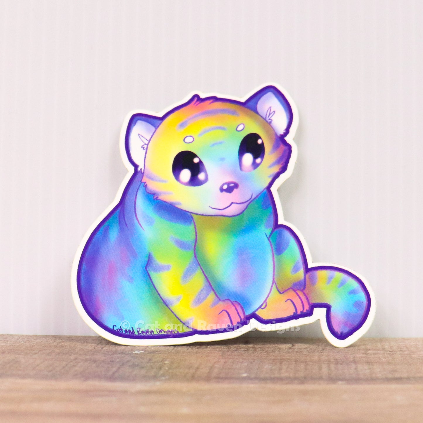 Chunky Rainbow Tiger matte vinyl sticker