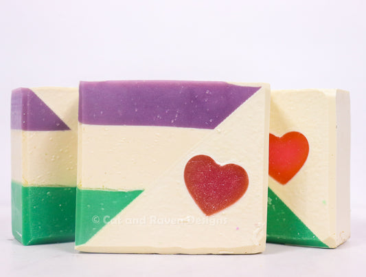 Gender² (genderqueer pride flag) soap