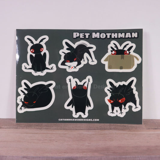 Pet Mothman matte vinyl sticker sheet