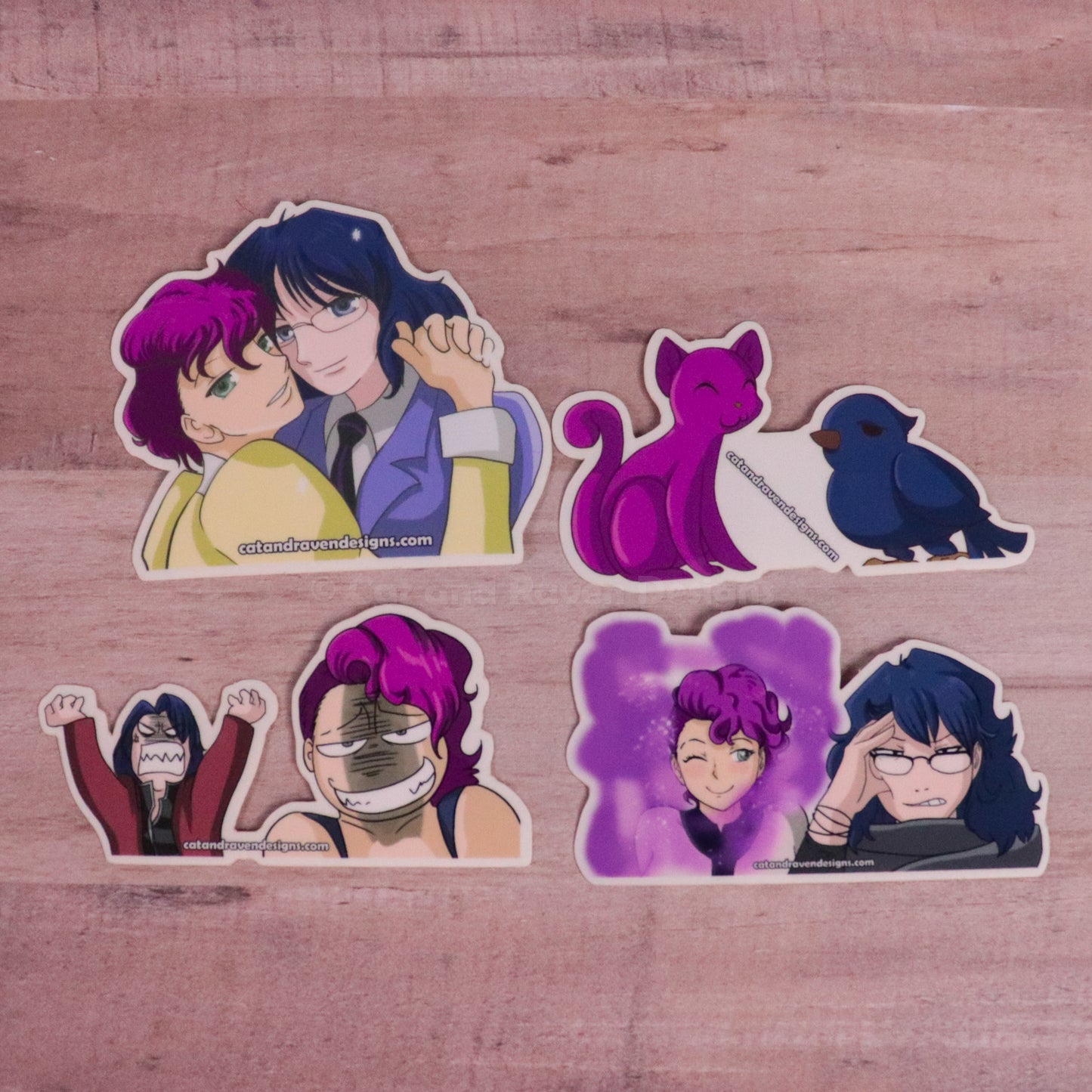 Anime Cat and Raven vinyl stickers