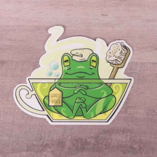 Tea Frog clear vinyl sticker