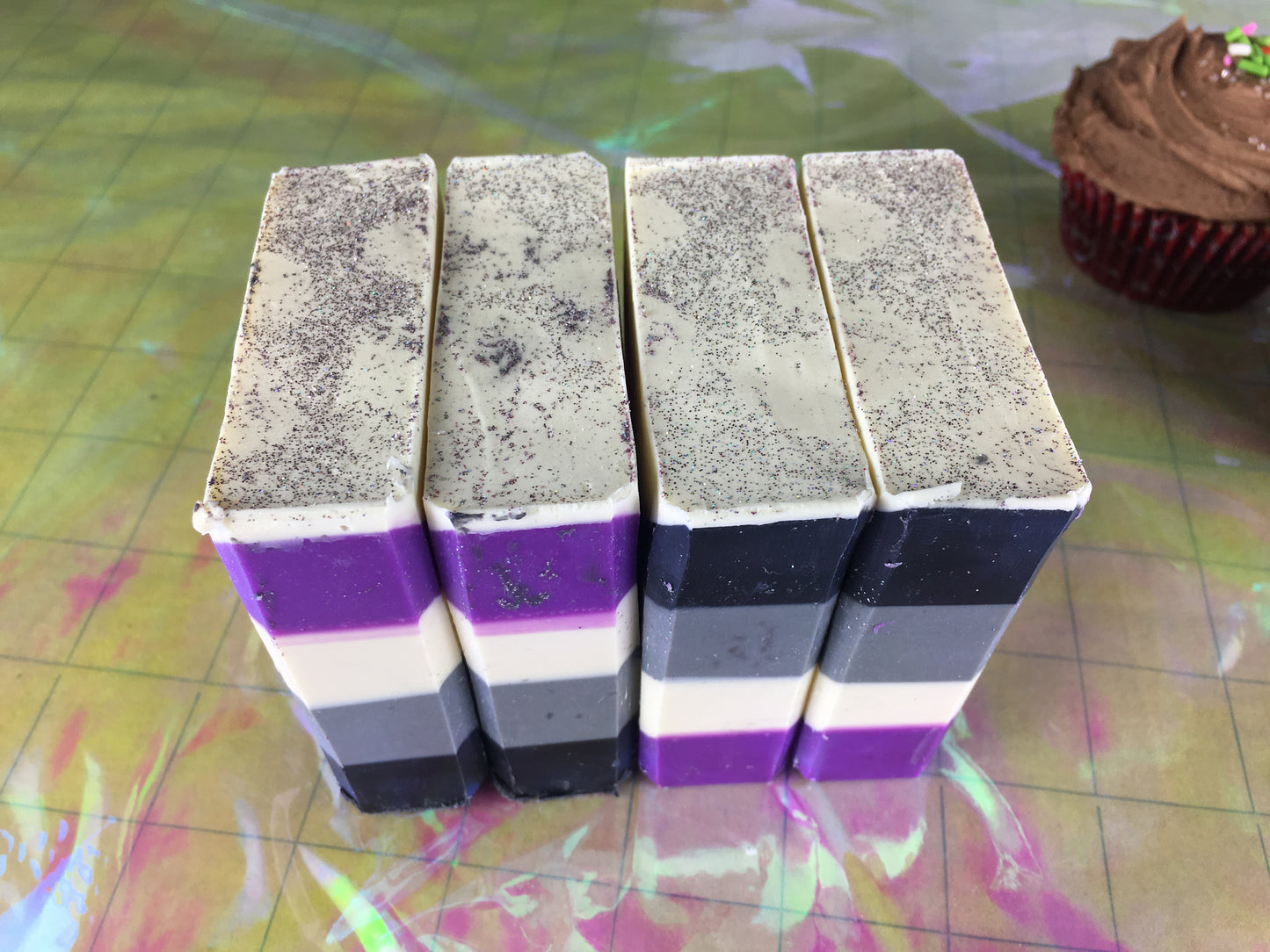 Rather Eat Cake (asexual pride flag) soap